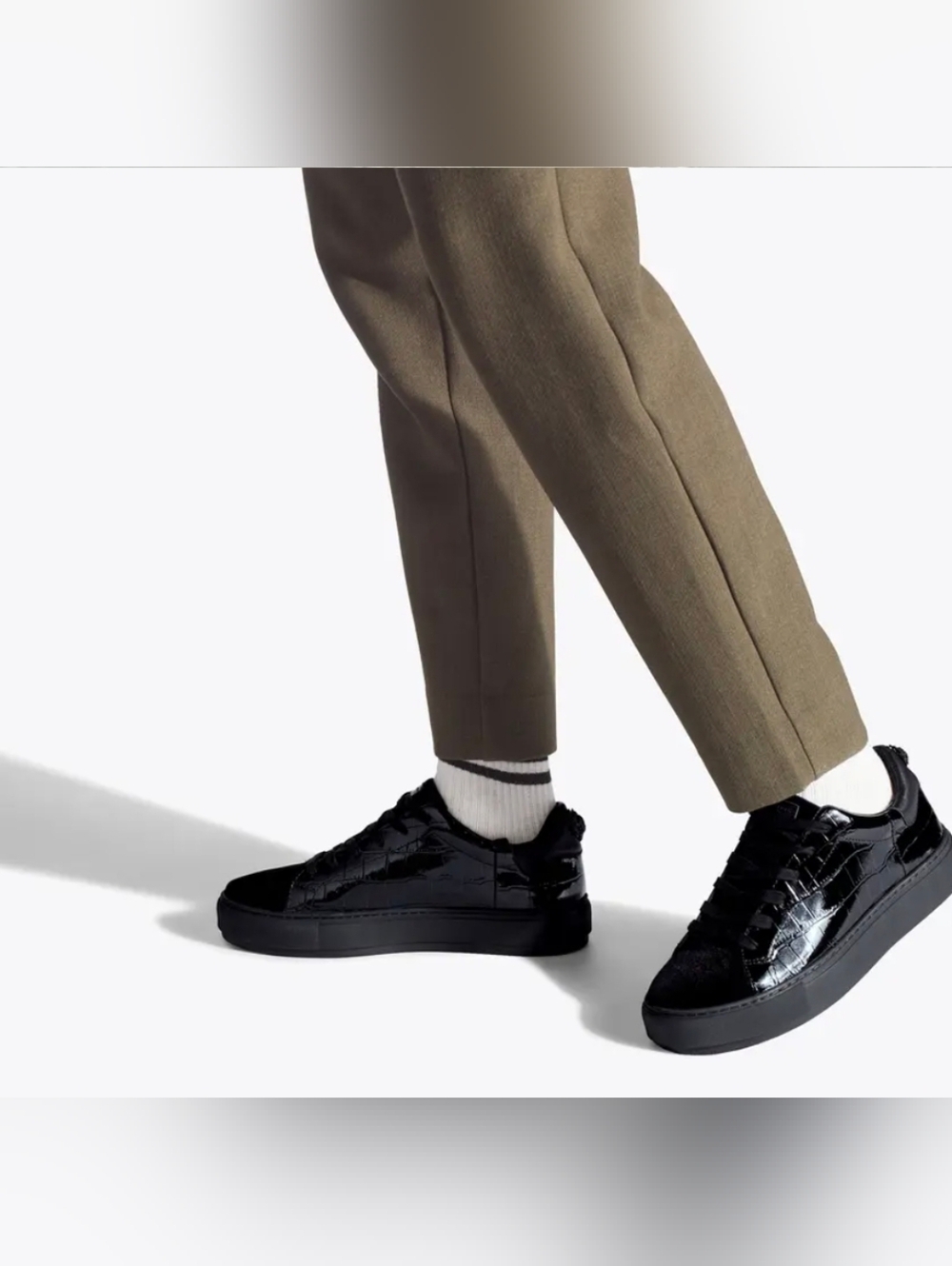 Kurt Geiger Black Laney Croc Leather Sneaker